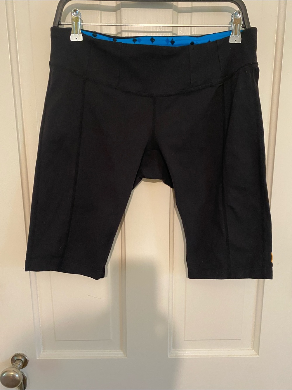 Lucy Black Bike Shorts with Blue Waistband Accent